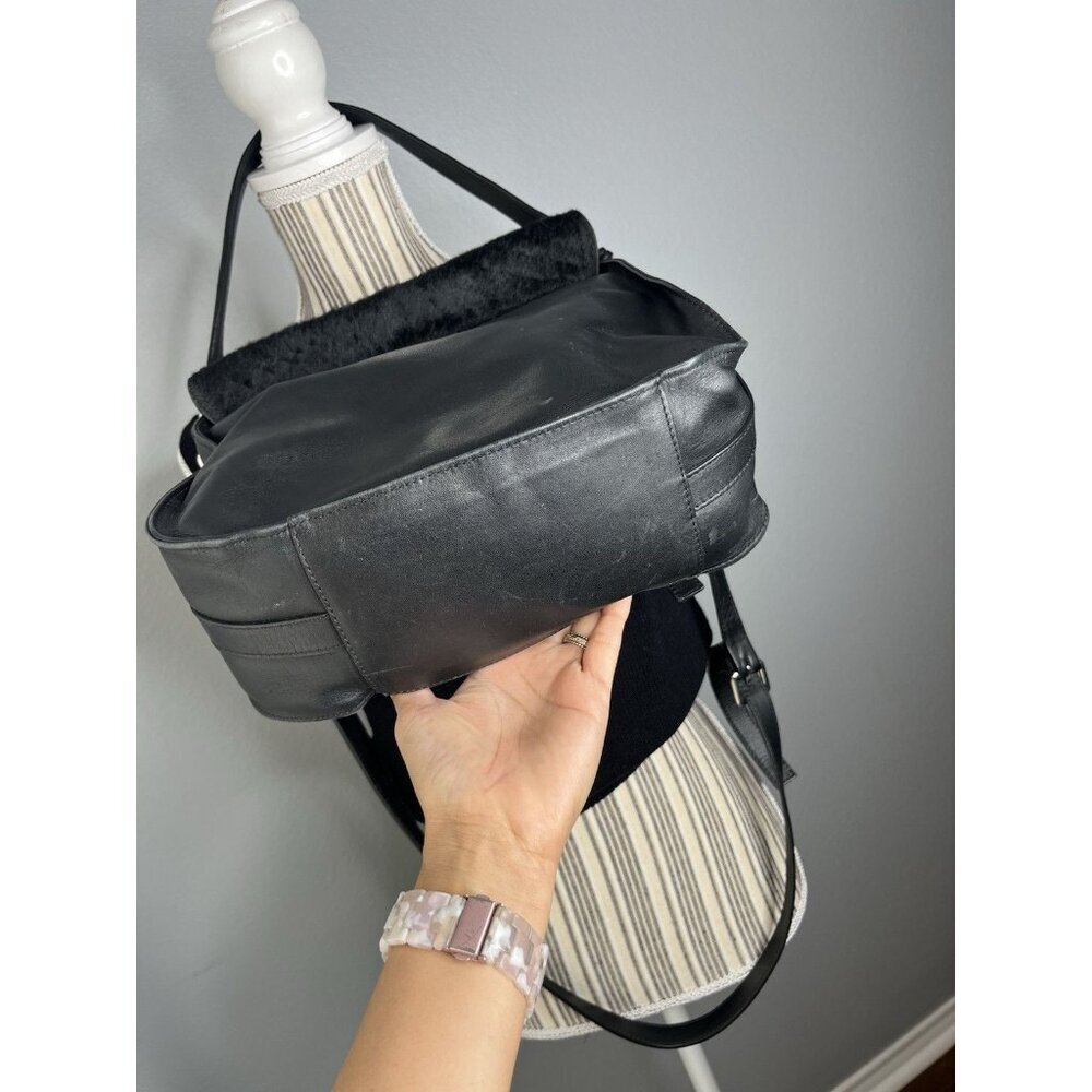 Black Faux Fur Saddle Shoulder Bag - Picture 8 of 15